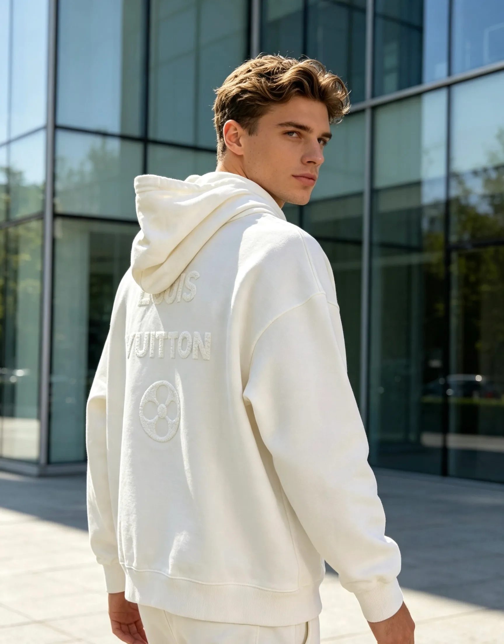 Louis Vuitton/Louis Vuitton dark woven letter logo embroidered hooded sweatshirt